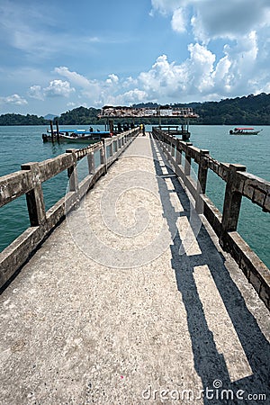 Pulau Beras Basah, Langkawi, Malaysia - 7 September, 2018: Jetty at Pulau Beras Basah, Langkawi, Malaysia. - Visitors or tourists Editorial Stock Photo