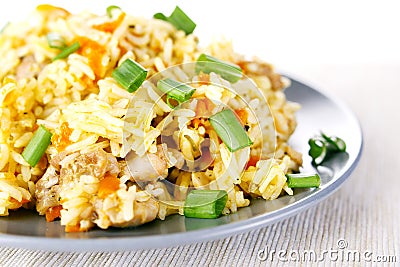Pulav pilaf fried rice with meat Stock Photo