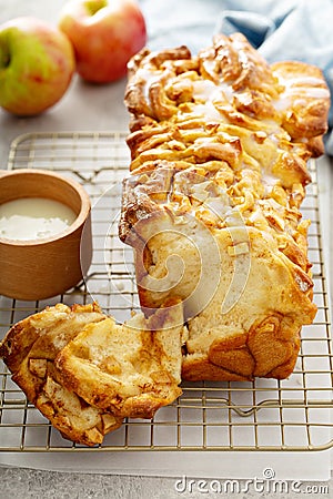 Pull apart apple and cinnamon bread Stock Photo