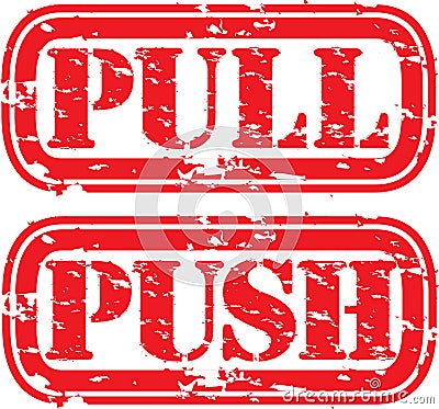 Pull push rubber stamp, vector Vector Illustration