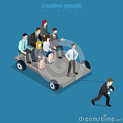 Pull the strap, drudge team leader leadership. Bus Vector Illustration