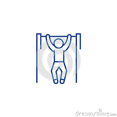 Pull up, workout, street exercise line icon concept. Pull up, workout, street exercise flat vector symbol, sign, outline Vector Illustration