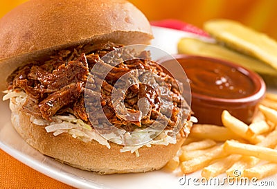 Pulled Pork Sandwich Stock Photo