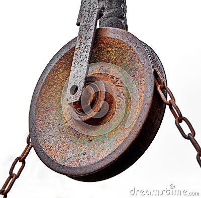 Pulley with chain Stock Photo