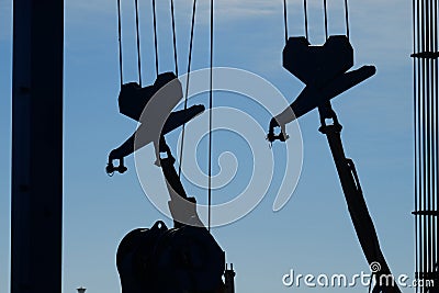 Pulley wheels and cable. Stock Photo