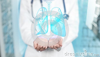 Pulmonology treating respiratory diseases - bronchitis, tuberculosis, asthma, emphysema, pneumonia and chest infection Cartoon Illustration