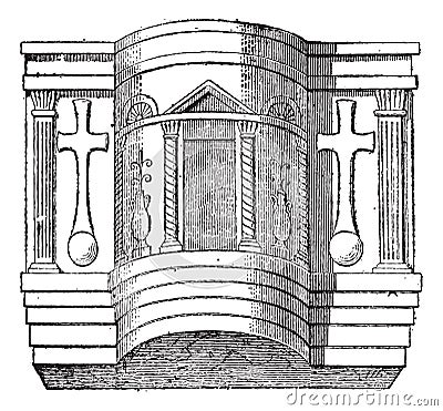 Pulpit of the Cathedral of Ravenna, vintage engraving Vector Illustration