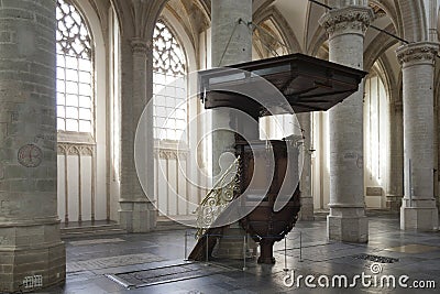 Pulpit in interior of breda cathedral in holland Stock Photo