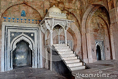 Pulpit or Minbar in Mosque Stock Photo