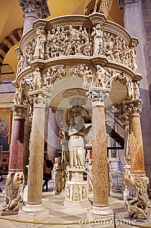 The pulpit of Pisa Cathedral Editorial Stock Photo