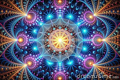 Pulsating light patterns in fractal design Stock Photo