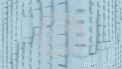 Pulsating stripes of squares on rotating background. Design. 3D background rotates with squares. Dizzying background Stock Photo