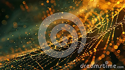 A pulsating web of vibrating strings emitting tiny bursts of radiant energy Stock Photo