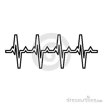 Pulse graph Heart beat Cardiogram rhythm graphic ecg Echocardiogram contour outline icon black color vector illustration flat Vector Illustration