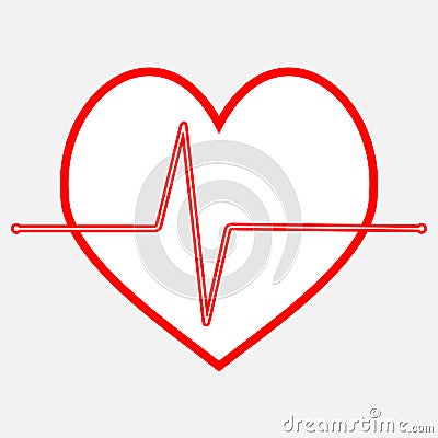 Pulse heartbeat icon line Vector Illustration