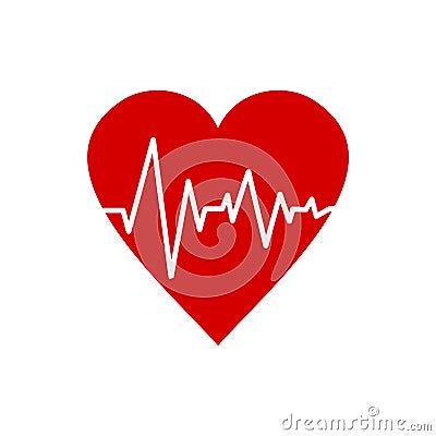 Pulse Life cardiogram heart icon, simple vector illustration Vector Illustration
