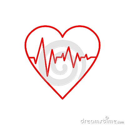 Pulse Life cardiogram heart icon, simple vector illustration Vector Illustration
