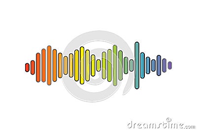 Pulse music player. Audio colorful wave logo. Sound equalizer element. Isolated design symbol. Jpeg Cartoon Illustration