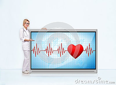 Pulse rate on tv screen Stock Photo
