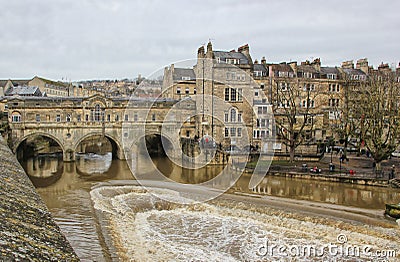 Pulteney Bridge over the River Avon in historic Bath Editorial Stock Photo