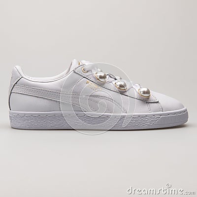 Puma Basket Bling white and gold sneaker Editorial Stock Photo