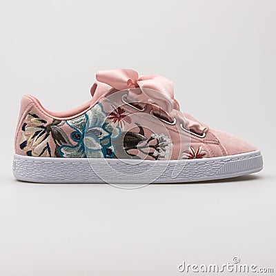 Puma Basket Heart Hyper Emblem rose sneaker Editorial Stock Photo