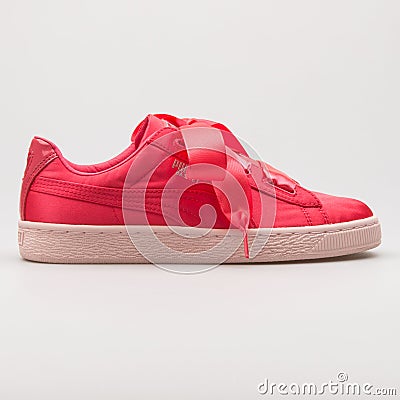 Puma Basket Heart Tween pink sneaker Editorial Stock Photo