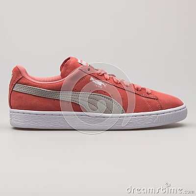 Puma Suede Classic pink and grey sneaker Editorial Stock Photo