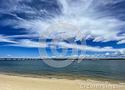 Pumicestone Passage seen from Bribie Island Stock Photo