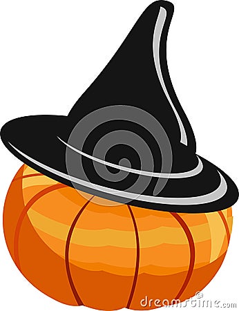 Pumkin in a black hat Vector Illustration