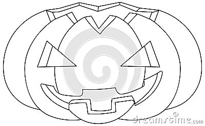 Pumkin black and white doodle character Vector Illustration