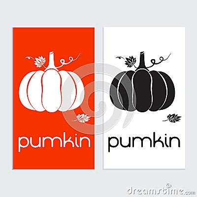 Pumkin logo icon sign tamplat. Pumkin silhouette in black and white Vector Illustration