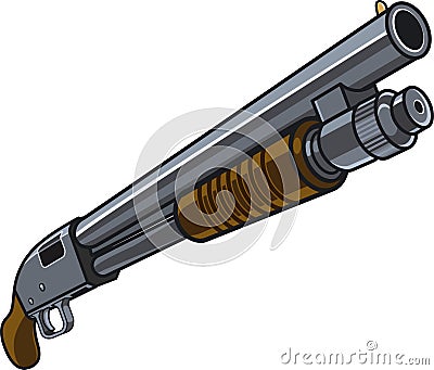 Pump action shotgun pump-gun Vector Illustration