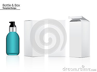 Pump Bottle Mock up Realistic Skincare and 3 Box Side for Cosmetic Essential Merchandise or medicine on White Background Vector Illustration