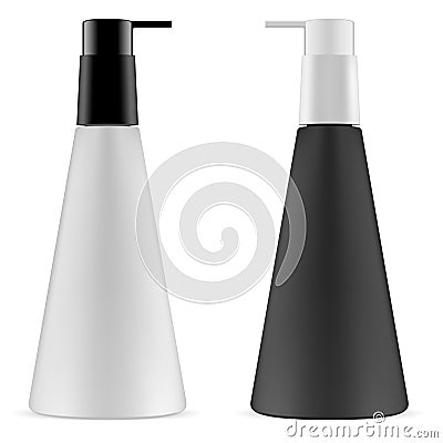 Pump Bottle Set. Cone Shape Mockup. 3d Vector Vector Illustration