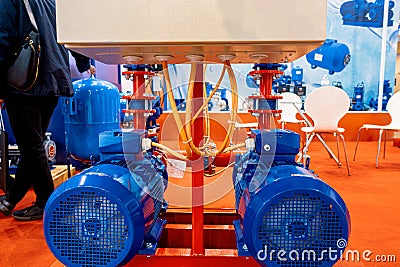 Pump equipment. Two-stage centrifugal pump for increasing water pressure Stock Photo