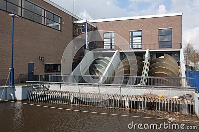 Pump house for watermanagement in the Netherlands Stock Photo