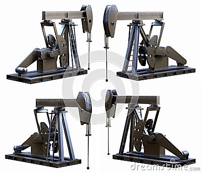 Pump Jack Views Cartoon Illustration