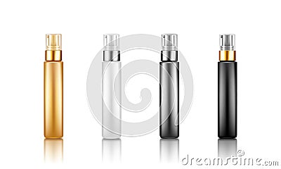 Pump spray bottle mockups: serum, bb cream. Plastic package design Vector Illustration