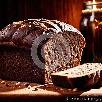 pumpernickel bread freshly baked bread, food staple for meals Stock Photo