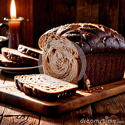 pumpernickel bread freshly baked bread, food staple for meals Stock Photo