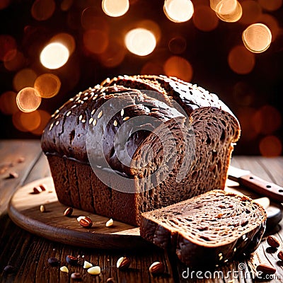 pumpernickel bread freshly baked bread, food staple for meals Stock Photo