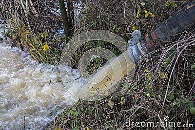 Pumping floodwater Stock Photo