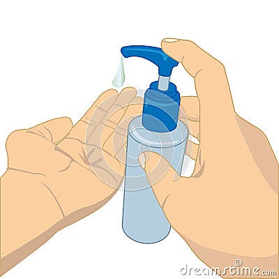 Pumping lotion from bottle vector Vector Illustration