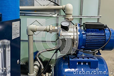 Pumping station for household fresh water treatment Stock Photo