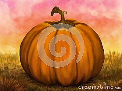 Pumpkin in an autumn landscape - Calabaza en un paisaje otoÃ±al Stock Photo