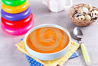 Pumpkin baby soup puree Stock Photo