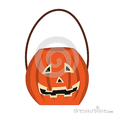 Pumpkin bag for collecting sweets for halloween. Halloween pumpkin. Happy halloween holiday. Decoration for horror night Vector Illustration