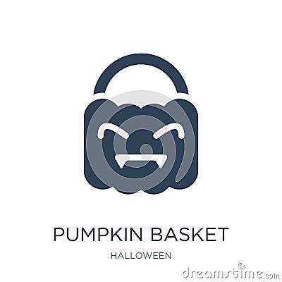 pumpkin basket icon in trendy design style. pumpkin basket icon isolated on white background. pumpkin basket vector icon simple Vector Illustration