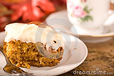 Pumpkin Cake with Frosting Stock Photo